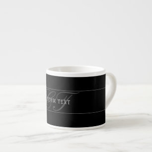 Elegantes Skript-Monogramm editierbar Schwarz Grau Espressotasse