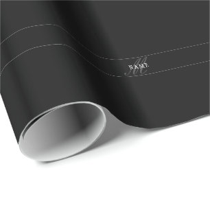 Elegantes Skript-Monogramm editierbar Schwarz Grau Geschenkpapier