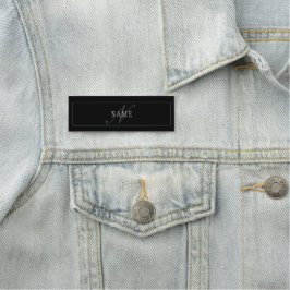 Elegantes Skript-Monogramm editierbar Schwarz Grau Namensschild