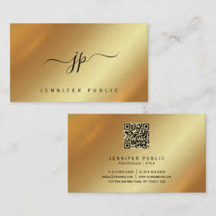 Elegantes Skript-Monogramm Gold Premium-Perl-Papie Visitenkarte
