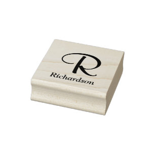 Elegantes Skript-Monogramm mit Namen Gummistempel