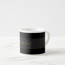 Elegantes Skript-Monogramm Schwarz & Gold Espressotasse