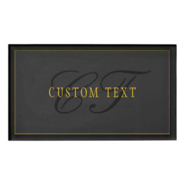 Elegantes Skript-Monogramm Schwarz & Gold Namenschild