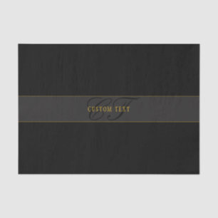 Elegantes Skript-Monogramm Schwarz & Gold Seidenpapier