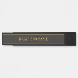 Elegantes Skript-Monogramm Schwarz & Gold Türschild