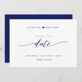Elegantes Skript, Navy Blue Simple Wedding Save The Date
