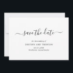 Elegantes Skript Nicht-Foto Einfache moderne Hochz Save The Date<br><div class="desc">Einfache Hochzeitskarte ohne Foto Save the Date mit einem sauberen und minimalistischen Design mit einer eleganten Touch mit "Save the Date" in Skripten mit Swashes. Ein modernes Schwarz-Weiß Save the Date ohne Bilder,  die sich wunderbar mit jedem Hochzeitsstil abstimmen.</div>