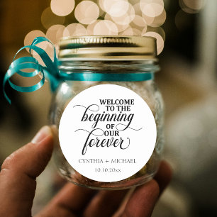 Elegantes Skript 'our Forever' Hochzeit Runder Aufkleber