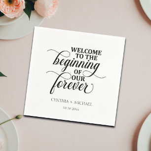 Elegantes Skript 'our Forever' Hochzeit Serviette
