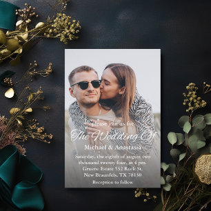 Elegantes Skript-Overlay-Bild Hochzeit Einladung