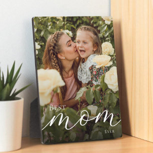 Elegantes Skript personalisiertes Best Mom Ever Fo Fotoplatte
