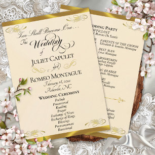 Elegantes Skript - Pfirsichperle/goldene Hochzeit Programm