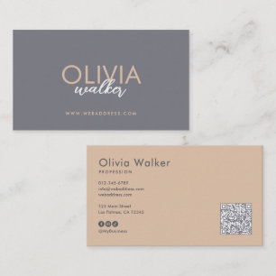 Elegantes Skript-QR-Code und soziale Medien Visitenkarte