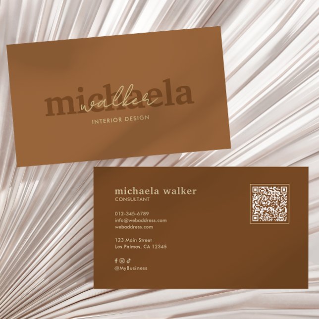 Elegantes Skript-QR-Code und soziale Medien Visitenkarte (Von Creator hochgeladen)
