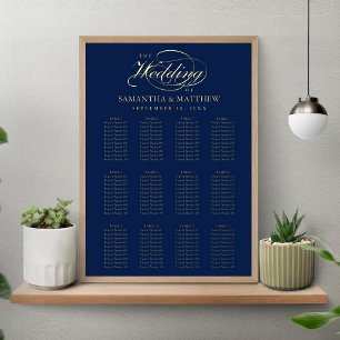 Elegantes Skript Real Foil Pressed Seating Chart Foliendrucke