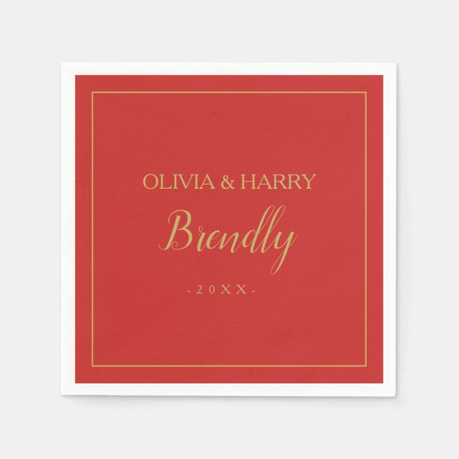 Elegantes Skript | Red Christmas Paper Napkin Serviette (Vorderseite)