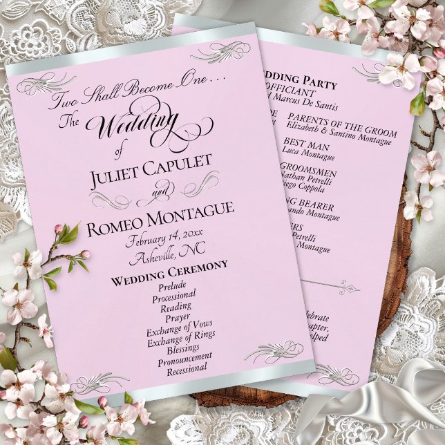 Elegantes Skript - Rosa Perle/Silberne Hochzeit Programm (Von Creator hochgeladen)