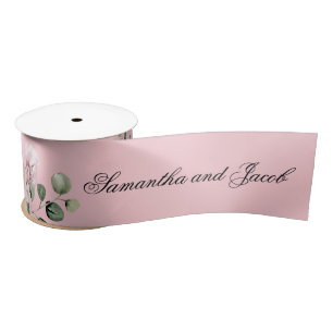 Elegantes Skript Rosa Rose Hochzeit Rose Blush Satinband