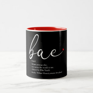 Elegantes Skript Rot Herz Bae Definition Zweifarbige Tasse