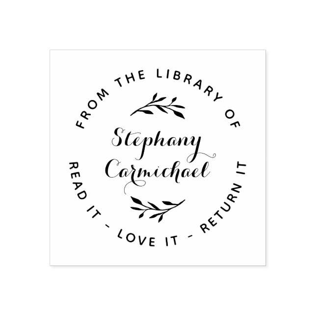 Elegantes Skript & rustikaler Kranz aus der Biblio Gummistempel (Prägung)