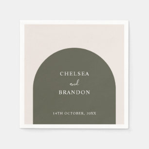 Elegantes Skript Sage Grün Boho Bogen Rustikale Ho Serviette