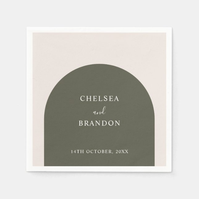 Elegantes Skript Sage Grün Boho Bogen Rustikale Ho Serviette (Vorderseite)