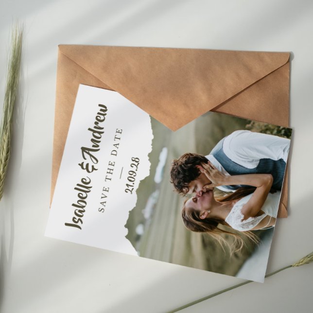 Elegantes Skript Salbeigrün Save-the-Date Save The Date (Von Creator hochgeladen)