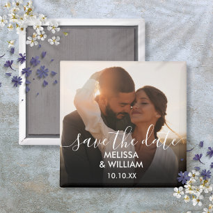 Elegantes Skript-Save the Date-Foto Magnet
