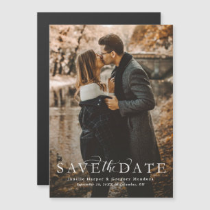 Elegantes Skript-Save the Date Foto Magneteinladung