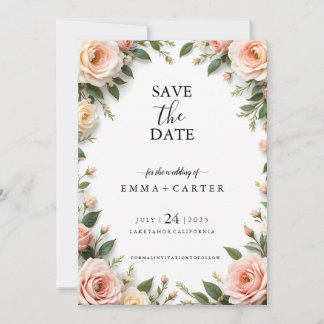 Elegantes Skript Save the Date mit Pastel Rose Bor