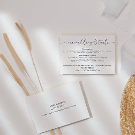 Elegantes Skript Schwarz und Weiß Hochzeitsdetails Begleitkarte