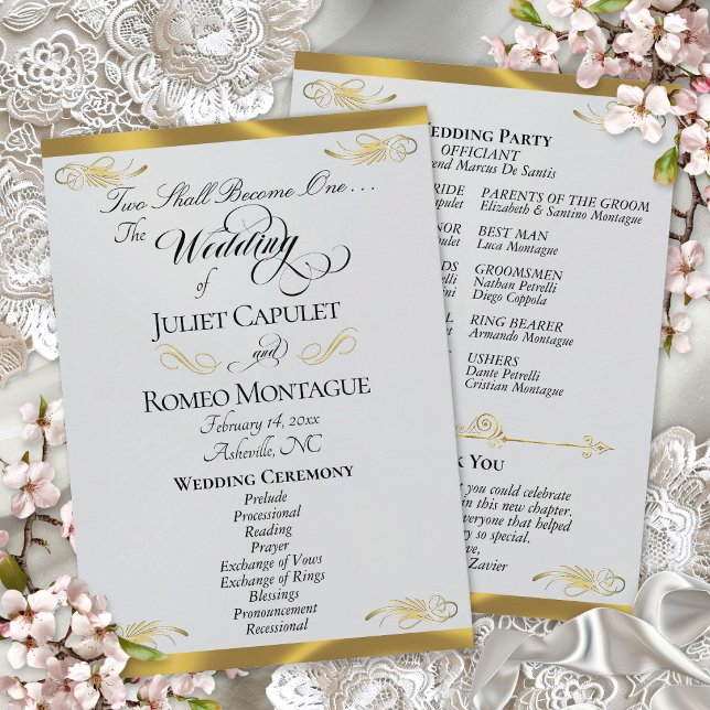 Elegantes Skript - Silber Pearl/Goldene Hochzeit Programm (Von Creator hochgeladen)