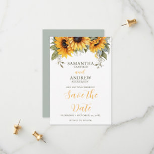 Elegantes Skript Sonnenblumenhochzeit speichern Si Save The Date