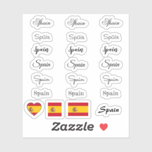 Elegantes Skript Spanien & Spanische Flagge /Name  Aufkleber