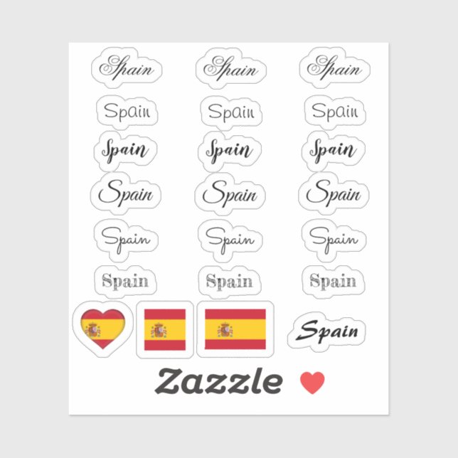 Elegantes Skript Spanien & Spanische Flagge /Name  Aufkleber (Blatt)