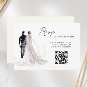 Elegantes Skript Traditioneller Hochzeitsstichtenc RSVP Karte