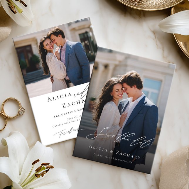 Elegantes Skript und modernes Foto  Save The Date (Von Creator hochgeladen)