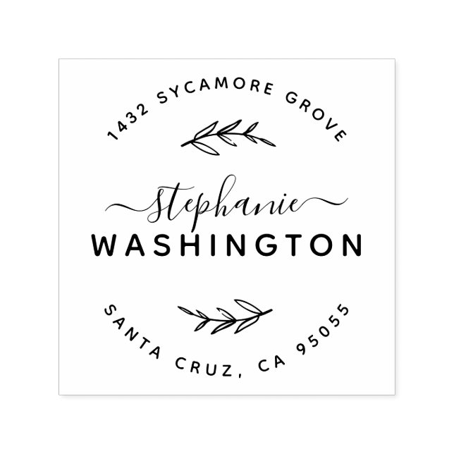 Elegantes Skript und rustikale Zweige-Rücksendeadr Permastempel (Design)