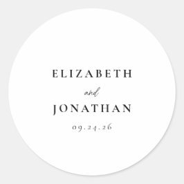 Elegantes Skript und Serif Wedding Runder Aufkleber