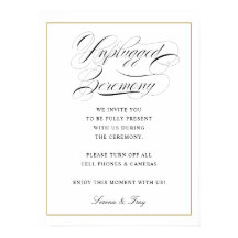 Elegantes Skript Unplugged Zeremony Sign Wedding