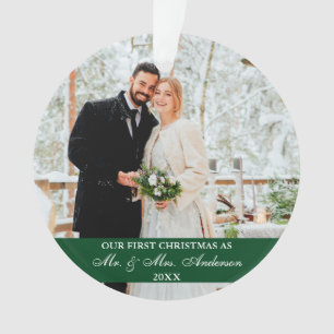 Elegantes Skript Unser erstes Weihnachtsgrün Ornament