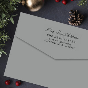 Elegantes Skript Unsere neue Address-Rücksendeadr Permastempel