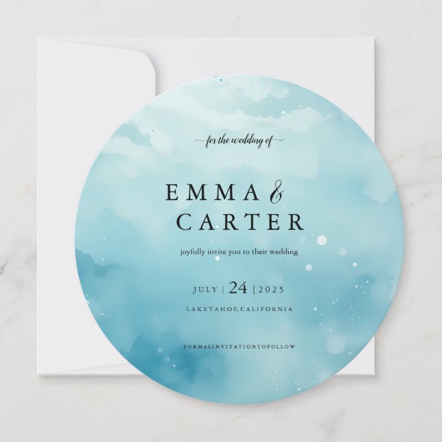 Elegantes Skript unter der Wasserfarbenhochzeit Einladung (Vorderseite)