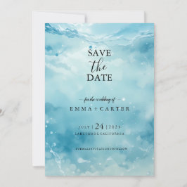 Elegantes Skript Untermeer Wasserfarbe Save the Da Date