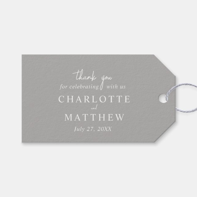 Elegantes Skript Vielen Dank für Ihre Hochzeit Ges Geschenkanhänger (Vorderseite (Horizontal))