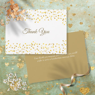 Elegantes Skript Vielen Dank Gold Liebe Hearts Con Dankeskarte