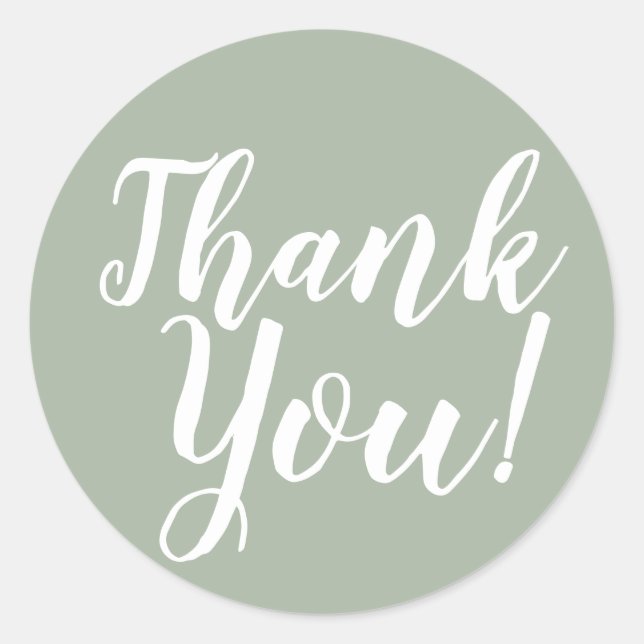 Elegantes Skript Vielen Dank Sage Green Gevor Runder Aufkleber (Vorderseite)