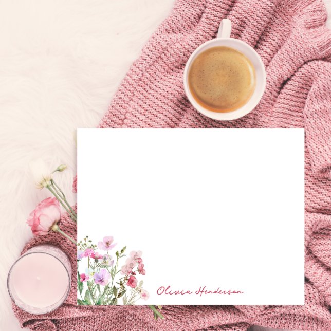 Elegantes Skript Wasserfarbe Rosa Blütenfarben Mitteilungskarte (Von Creator hochgeladen)