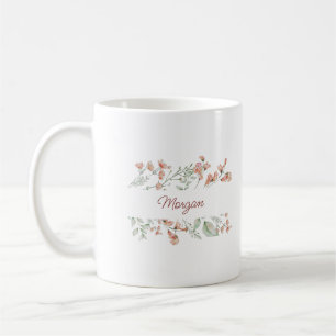 Elegantes Skript-Wasserfarben-Blumen-Personalisier Kaffeetasse