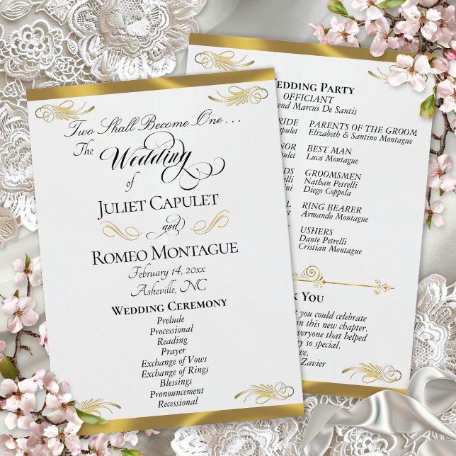 Elegantes Skript - Weiße Perle/Goldene Hochzeit Programm (Von Creator hochgeladen)